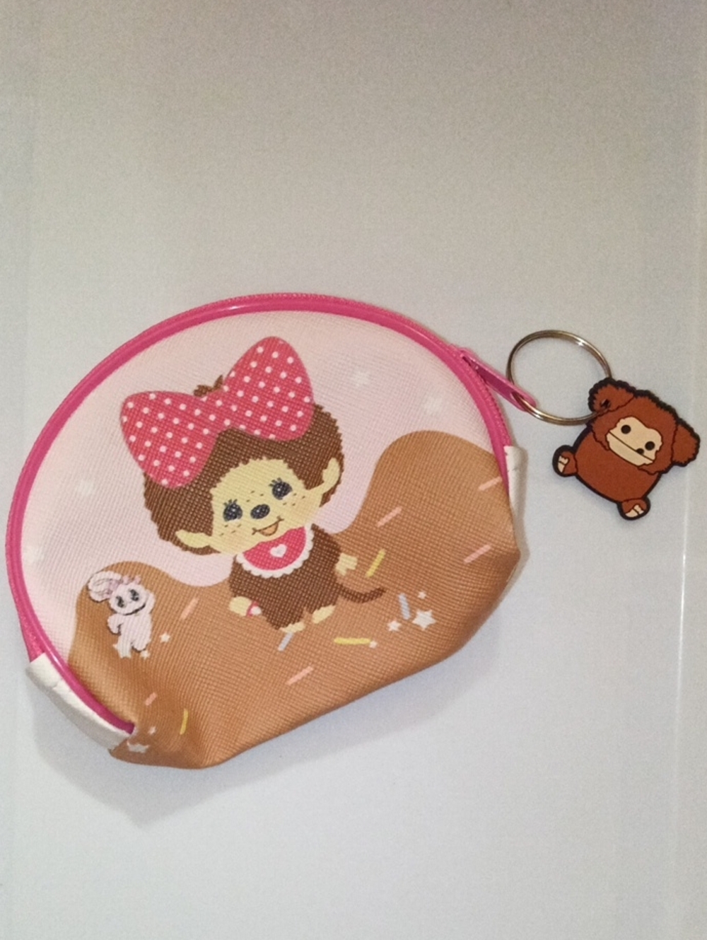 Kids Pink Cartoon Coin Purse with Keyring Charm